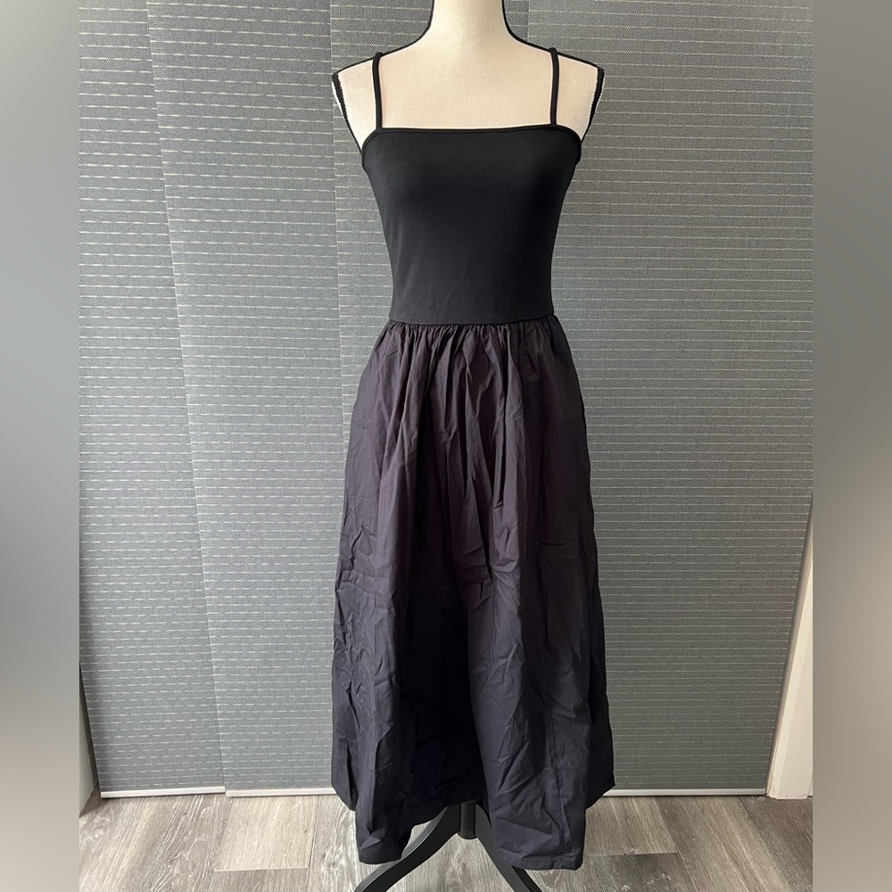 Black Midi Dress with Spaghetti Straps